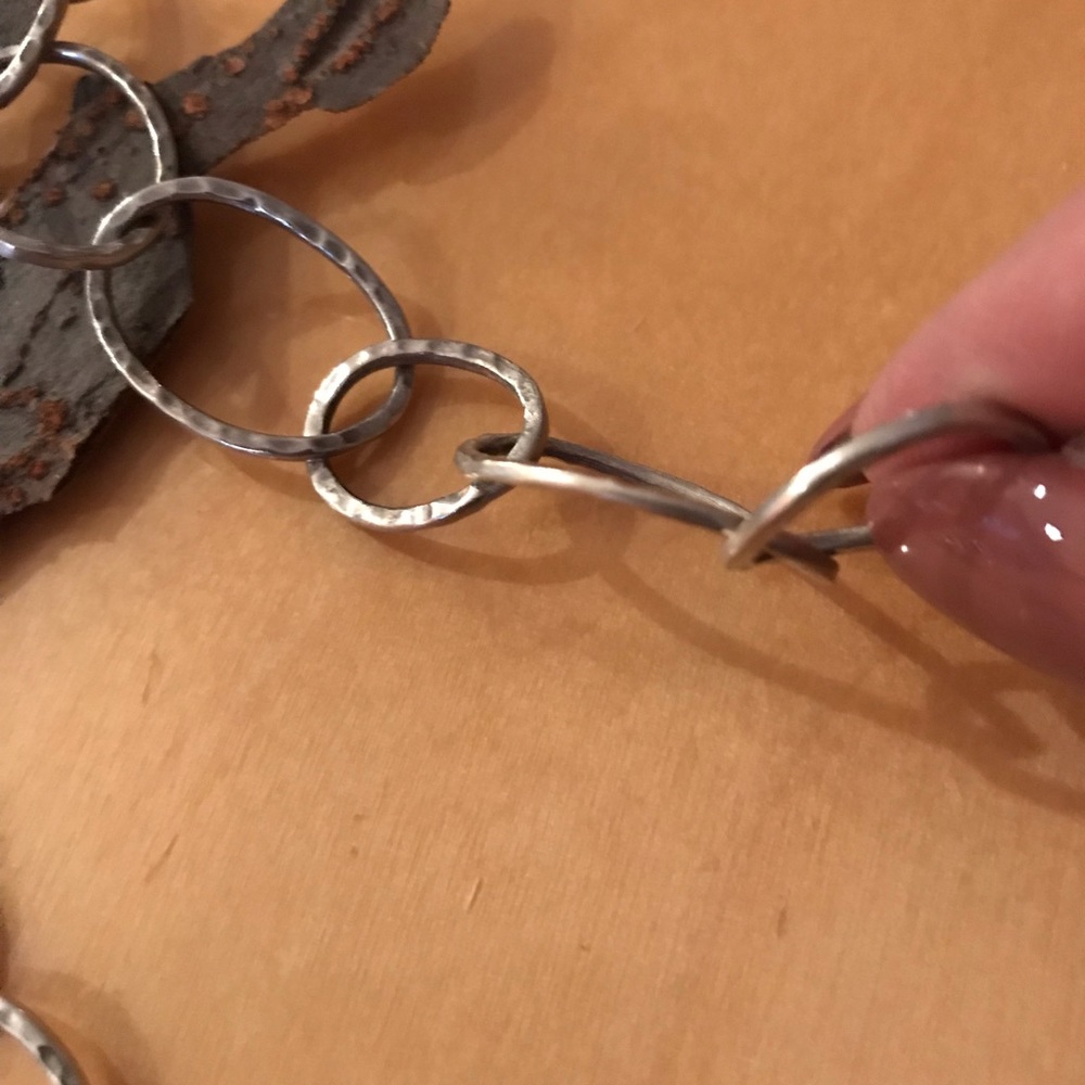 Sterling Solid Link Hammered Necklace - image 6